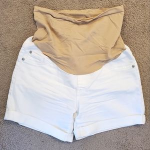 White maternity shorts
